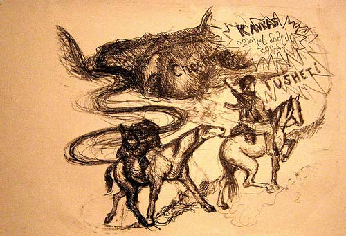 Tusheti drawing horse rider Hans Heiner Buhr